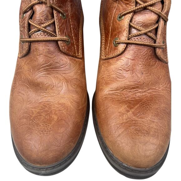 Timberland Women’s Sienna Brown Leather Embossed Ankle Boot Size US 10 - Picture 8 of 12